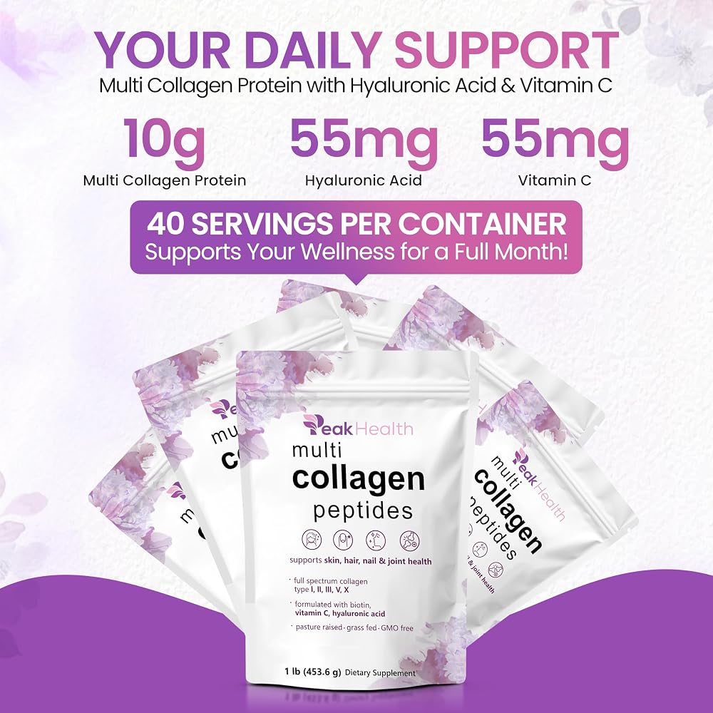 Peakhealth Multi Collagen Peptides Powder - 41 Servings - image 5