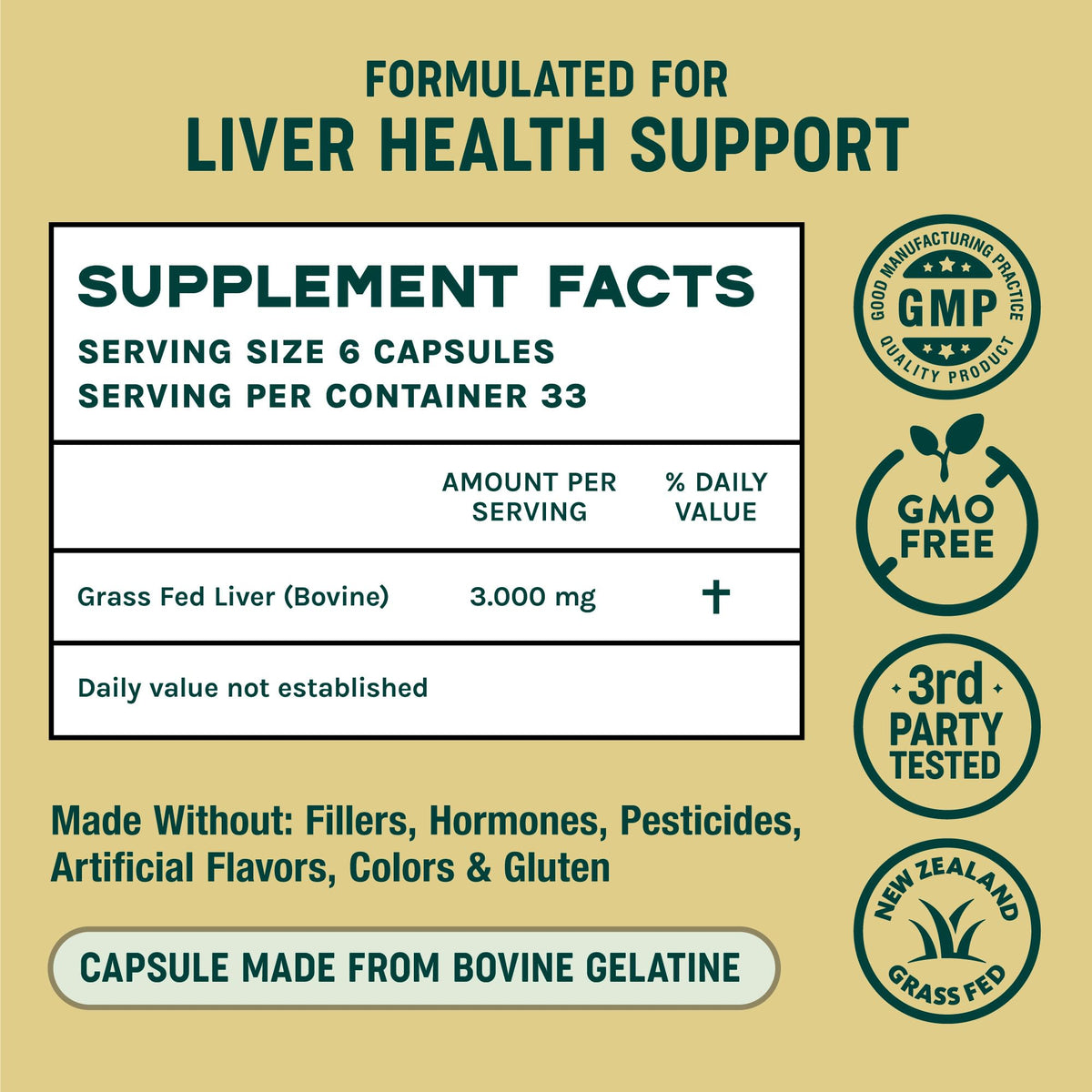 One Earth Health Grass Fed Beef Liver Capsules - 200 Capsules - image 5