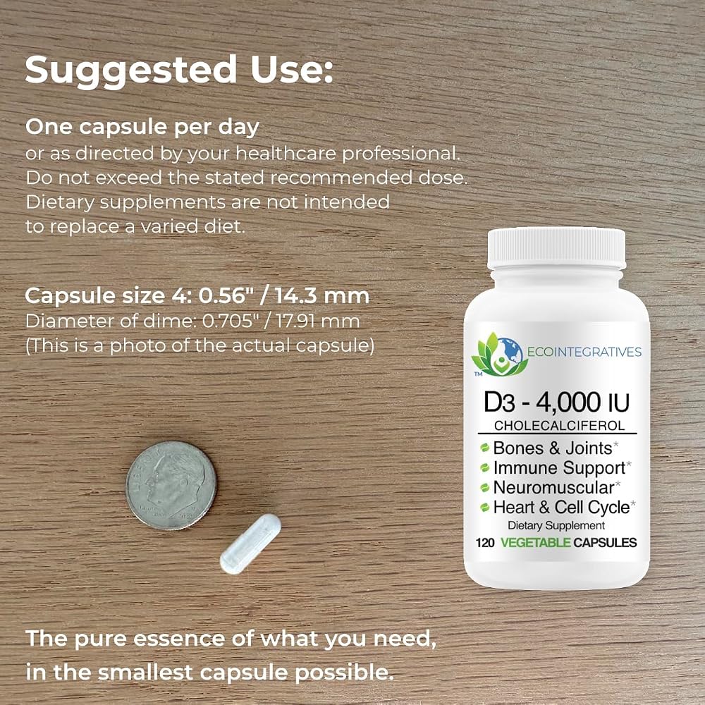 EcoIntegratives Vitamin D3 4000 IU Cholecalciferol - 120 Vegetable Capsules - image 3