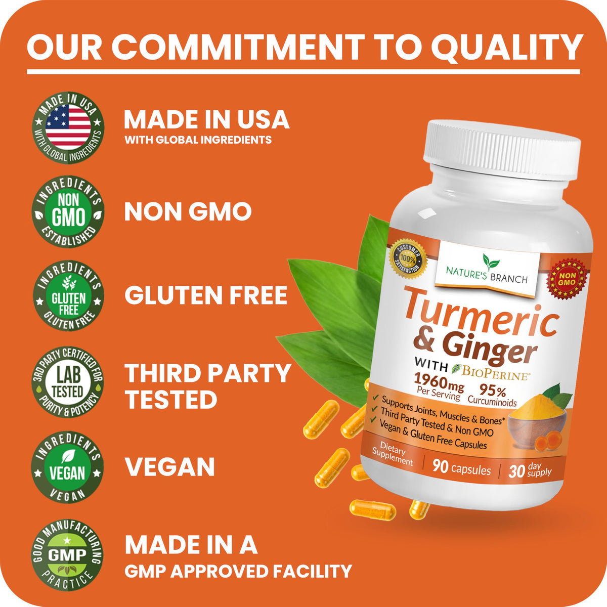 Nature's Branch Turmeric Ginger Joint Support - 90 Capsules - image 7