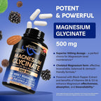 NUTRAHARMONY Magnesium Glycinate 500 mg - Chelated Supplement - High