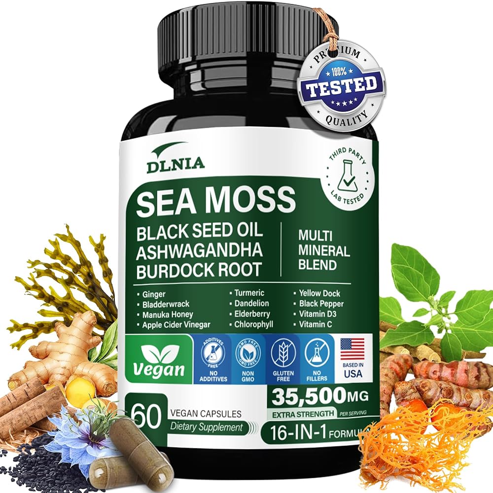 DLNIA 16-in-1 Organic Sea Moss Superfood Blend - 60 Capsules