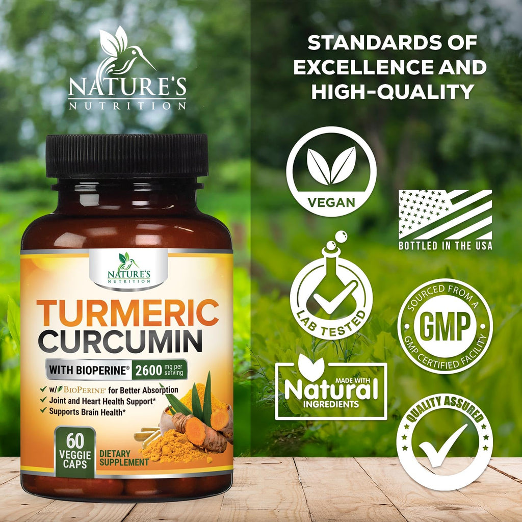 Nature's Nutrition Turmeric Curcumin Supplement - 2400mg Organic