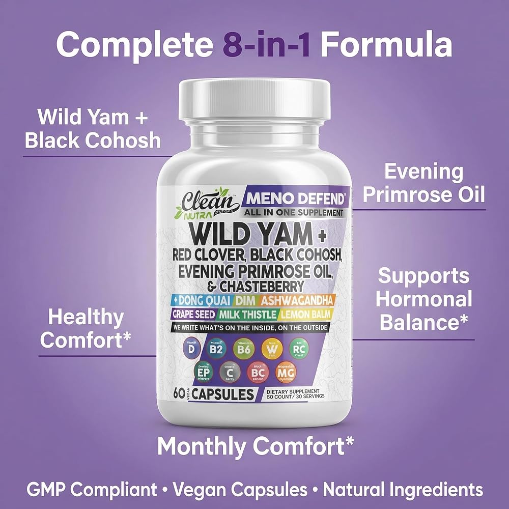 Clean Nutraceuticals Wild Yam Root Hormone Balance Capsules - 60 Count - image 8