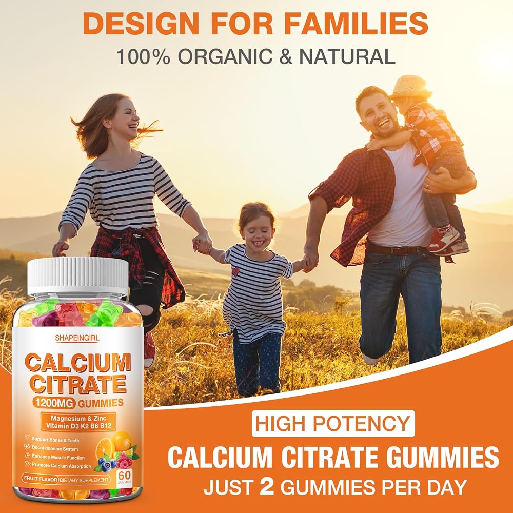 SHAPEINGIRL Calcium Citrate 1200mg with Vitamin D3 K2 Gummies - 120 Count - image 5