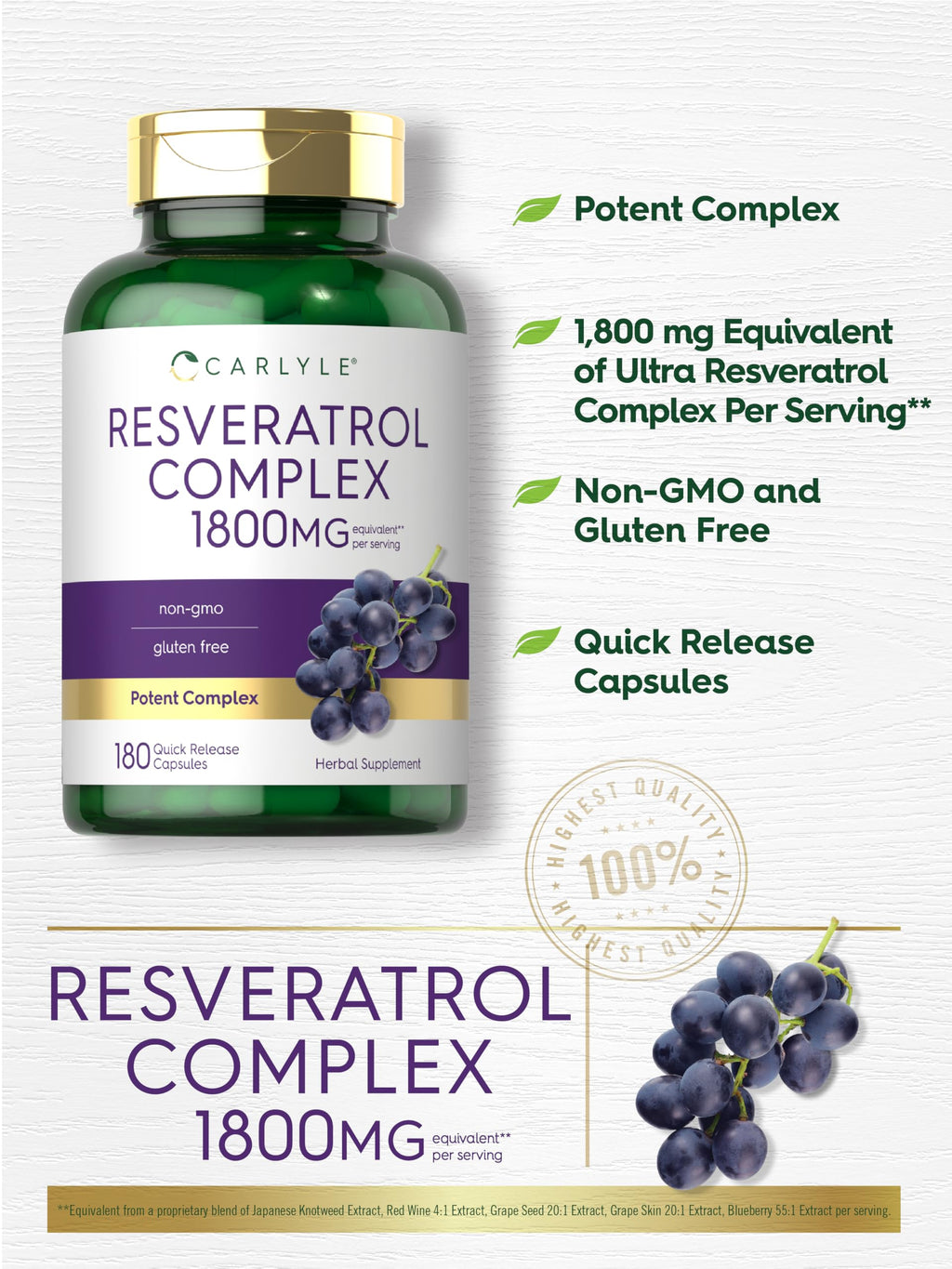 Carlyle Resveratrol Complex - 180 Capsules - image 4