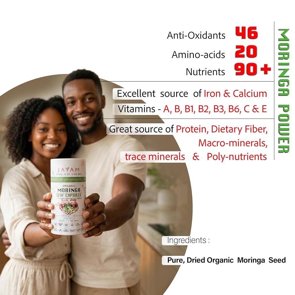 JAYAM Organic Moringa Leaf Capsules - 120 Capsules - image 5