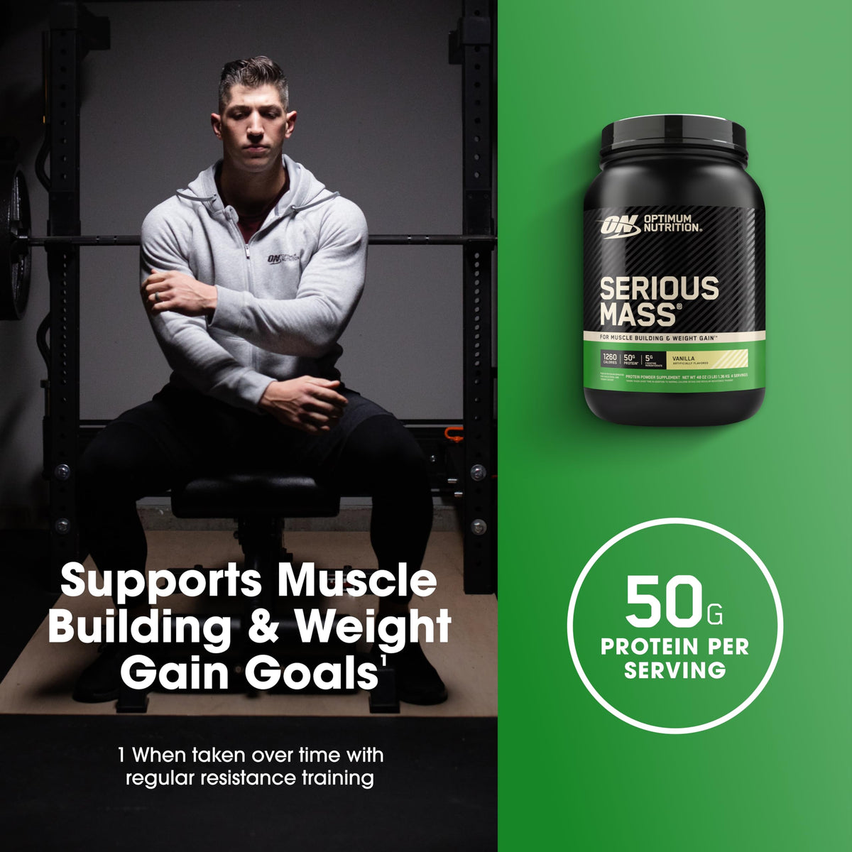 Optimum Nutrition Serious Mass Weight Gainer Protein Powder Vanilla - 3 lb - image 4