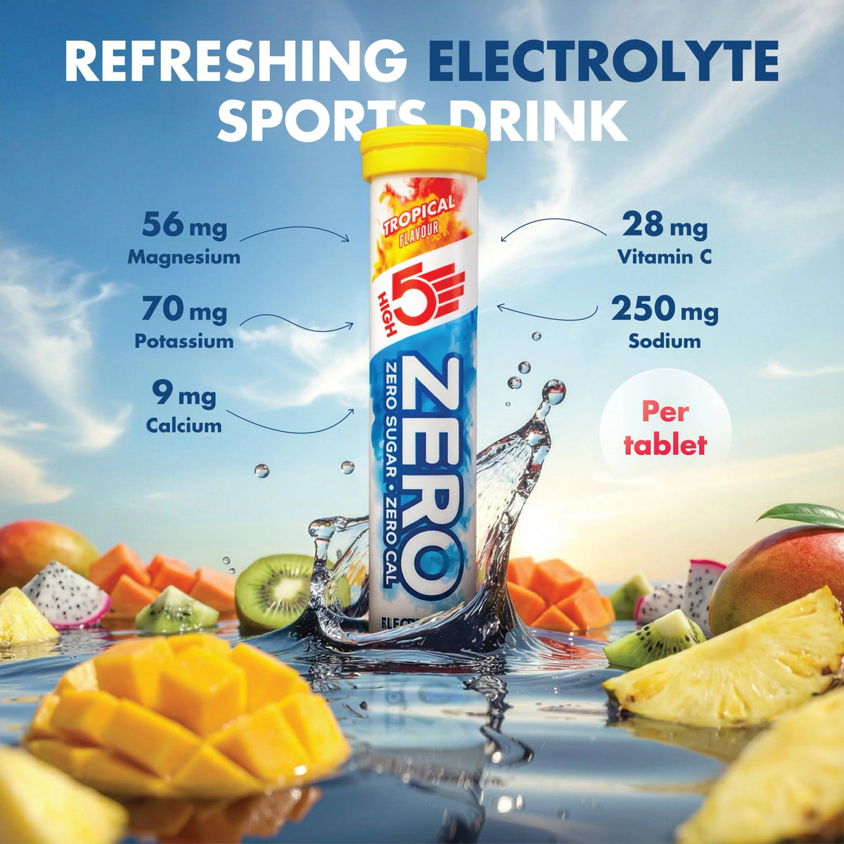 HIGH 5 Zero Electrolyte Tablets Tropical Sugar Free - 160 Count - image 2
