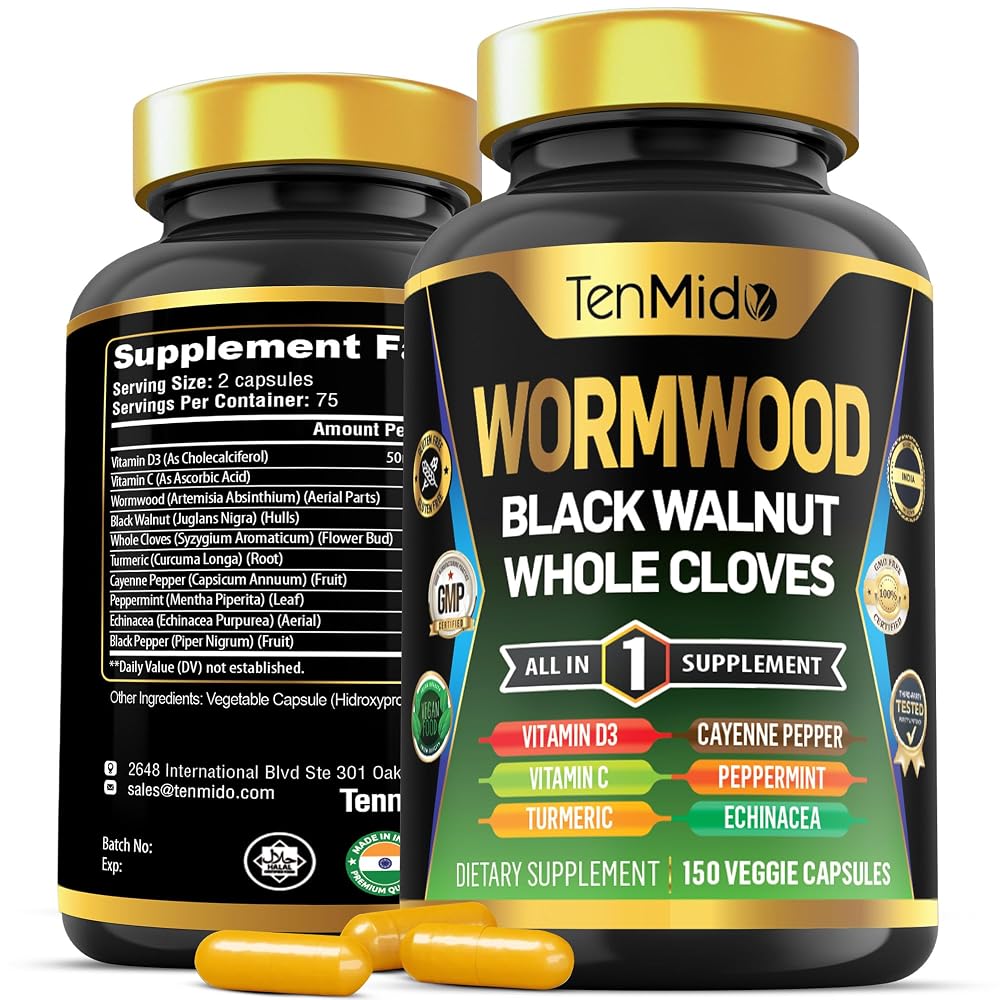 Tenmido Wormwood Capsules 10-in-1 Formula - 150 Capsules