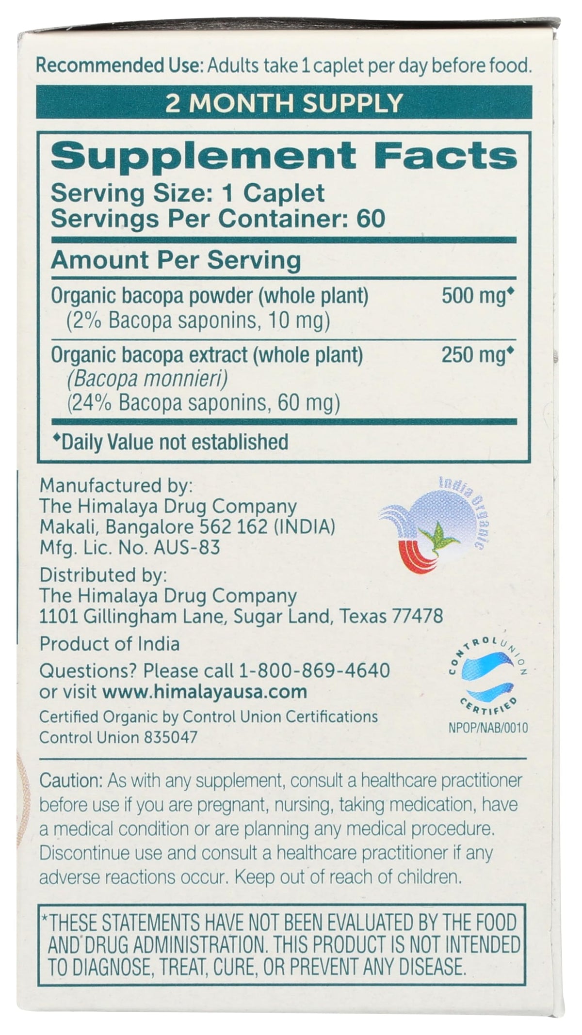 Himalaya Bacopa Herbal Supplement - 60 Vegetarian Caplets - image 5