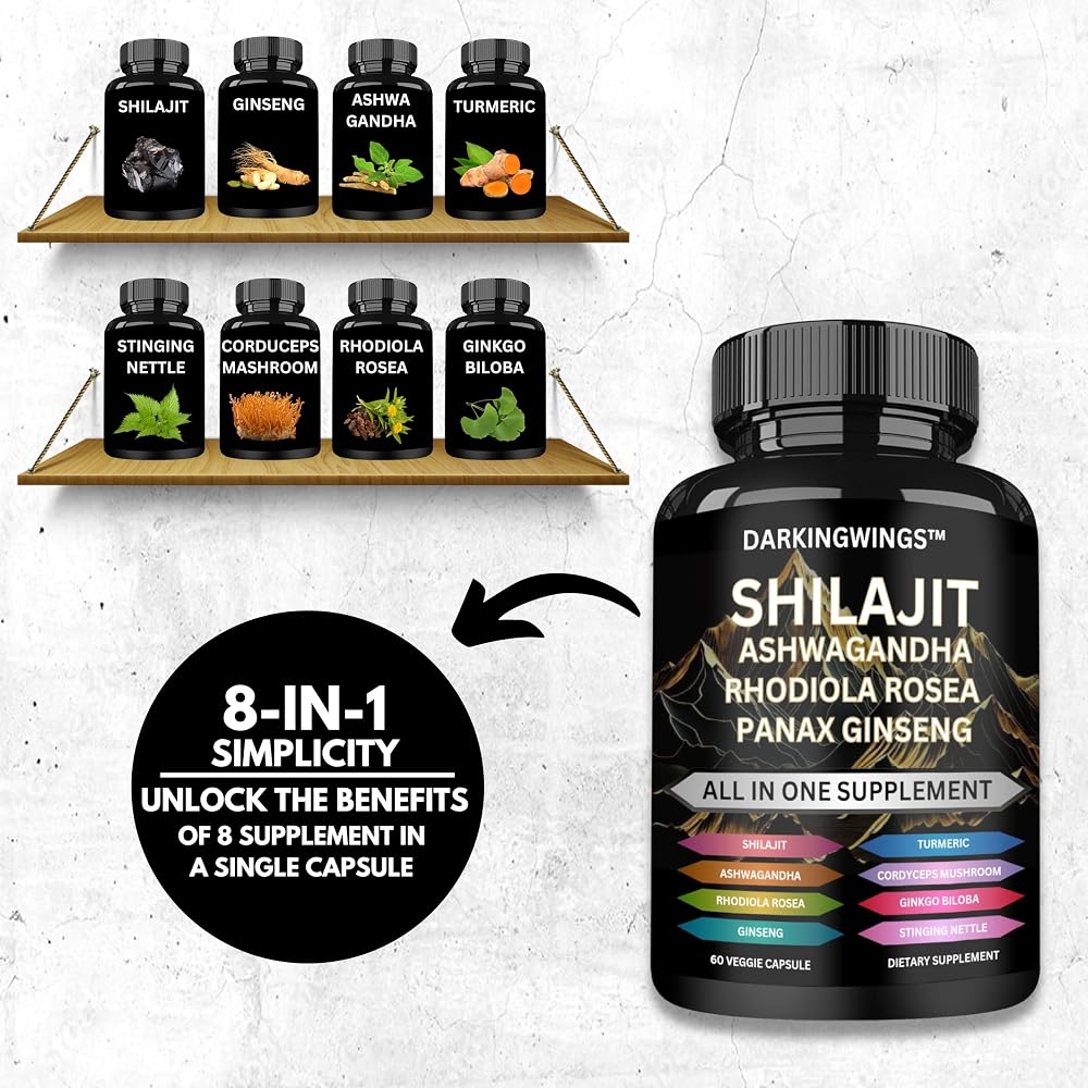 Darkingwings Shilajit 8-in-1 Herbal Supplement - 60 Capsules - image 4