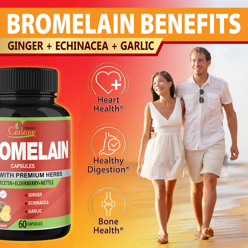 Organic Cadane Bromelain Extract with Quercetin - 60 Capsules - image 7