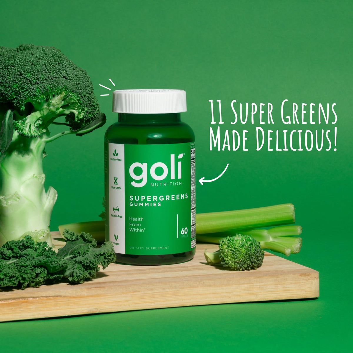 Goli Gummy Supergreens Vegan, Glutenfree Bottle