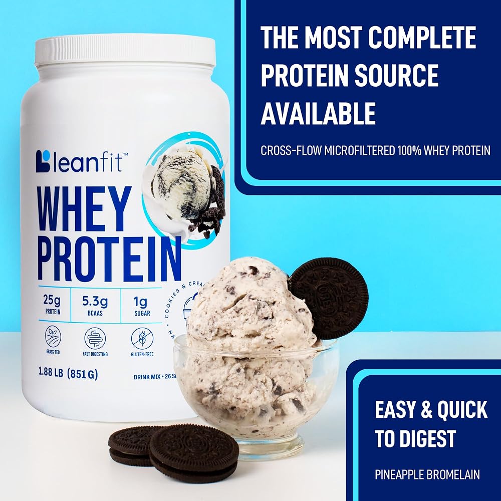 LeanFit WHEY Protein Cookies & Cream Powder - 26 Servings - image 9