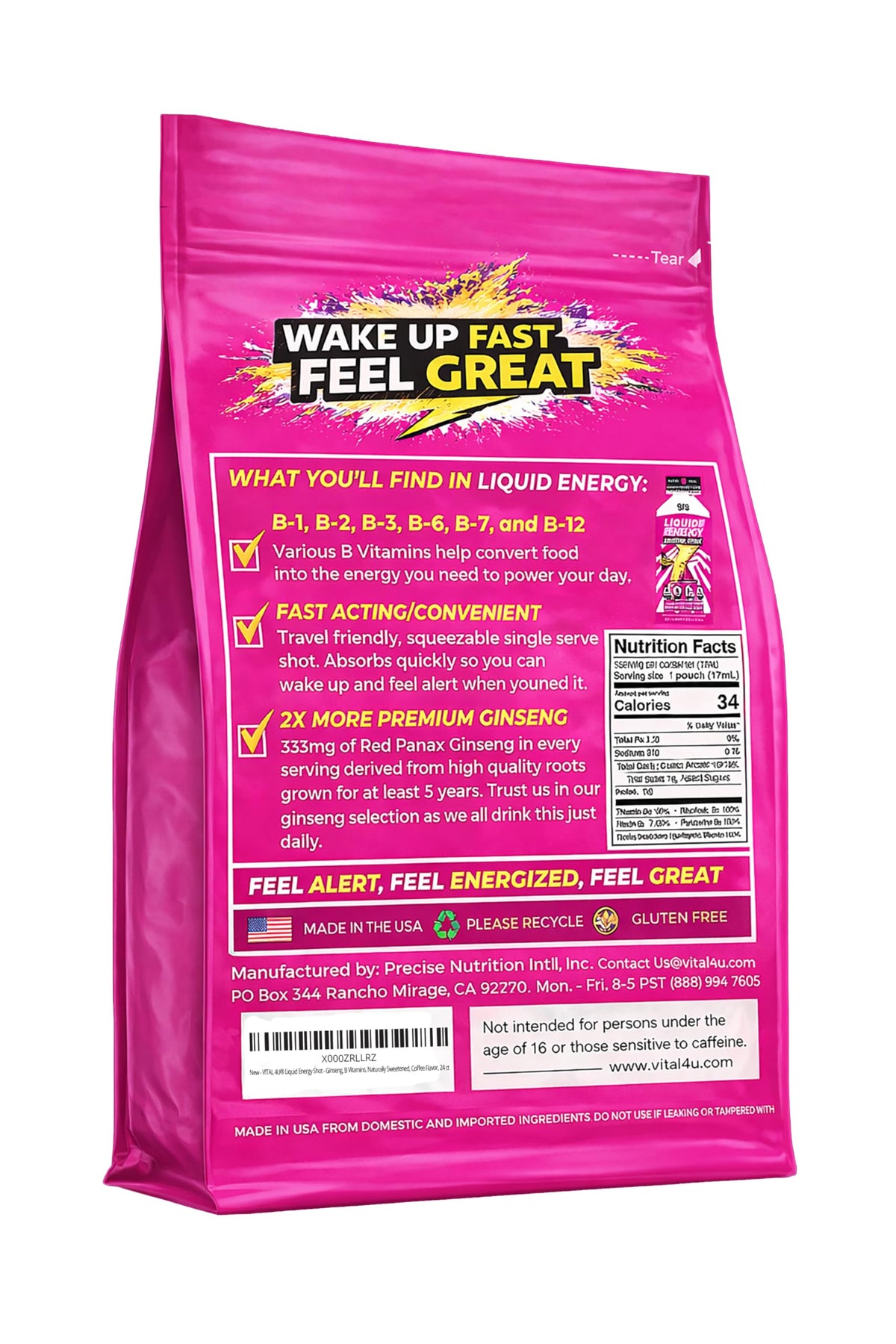 VITAL 4U Liquid Energy Coffee Energy Shot - 24 Pouches - image 3