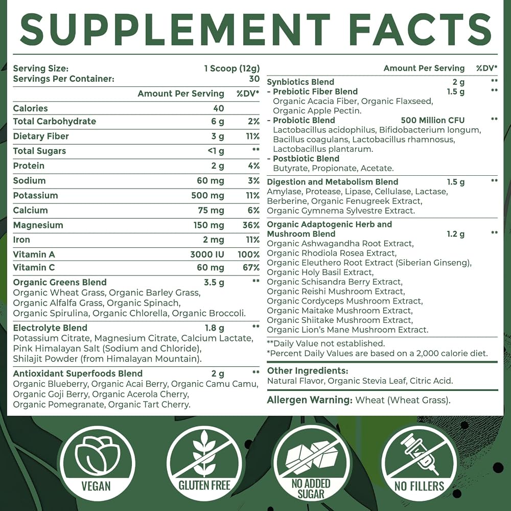 Sundhedsliv Super Greens Powder with Shilajit & Adaptogens - 30 Servings - image 2