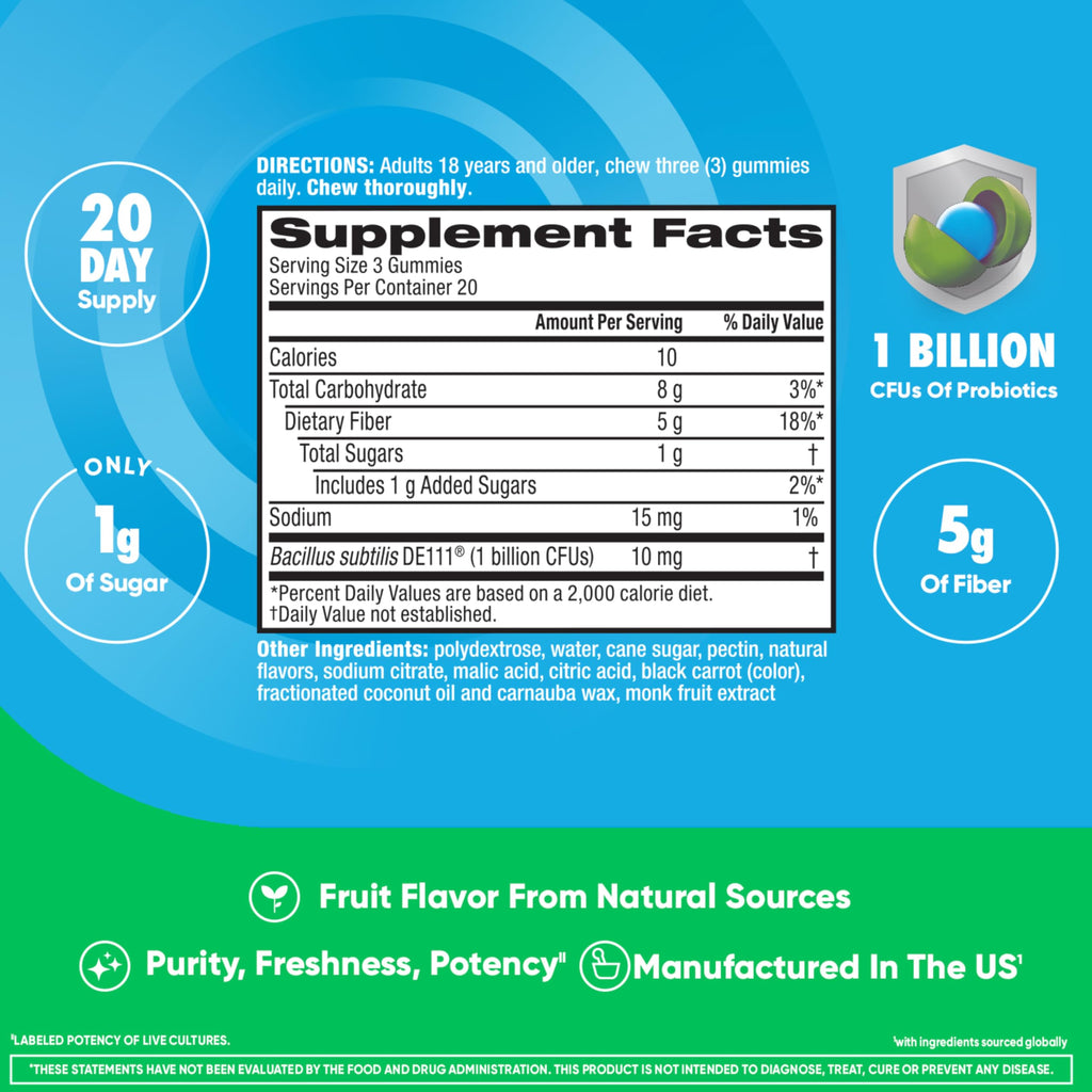 Digestive Advantage Prebiotic Fiber Gummies + Probiotics for Gut