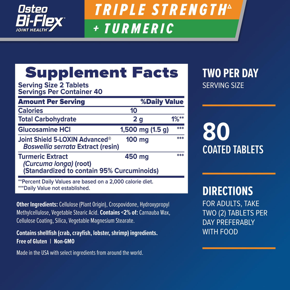 Osteo Bi-Flex Triple Strength Glucosamine with Turmeric - 80 Tablets - image 2