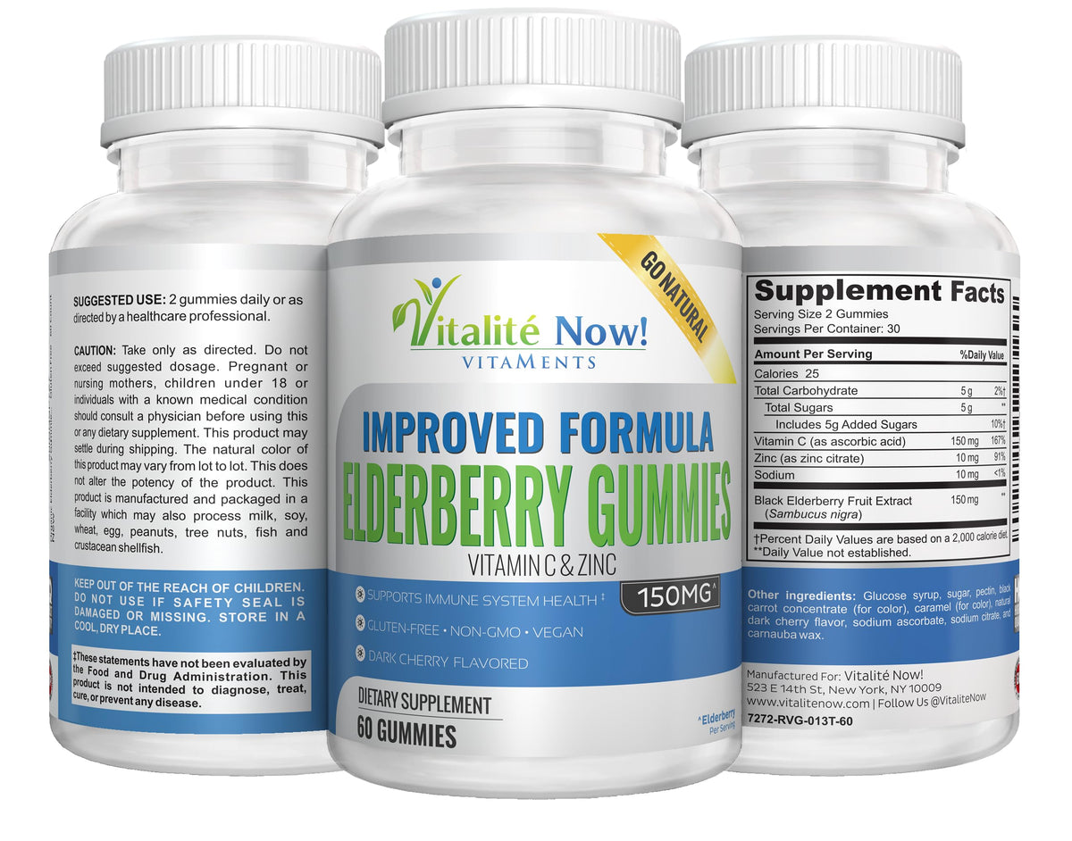 Vitalité Now! Organic Elderberry Gummies Immune Support - 60 Count - image 2