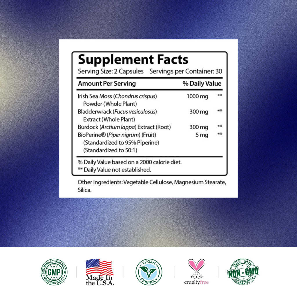 Research Verified Irish Sea Moss with Bladderwrack & Burdock - 60 Capsules - image 7