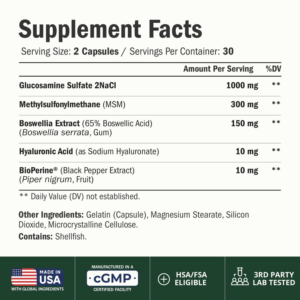 Vimerson Health Glucosamine Sulfate 1000mg Joint Supplement - 60 Capsules - image 2