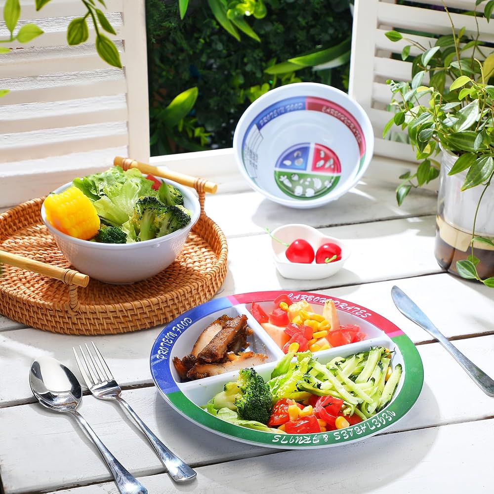 Singhoow Portion Control Plates & Bowls with Cutlery - 8.5 Inch - image 3