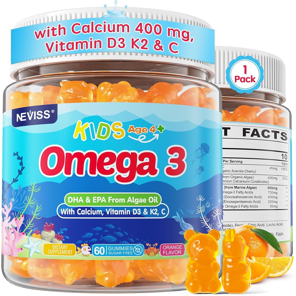 NEVISS Kids Omega 3 Gummies with Calcium