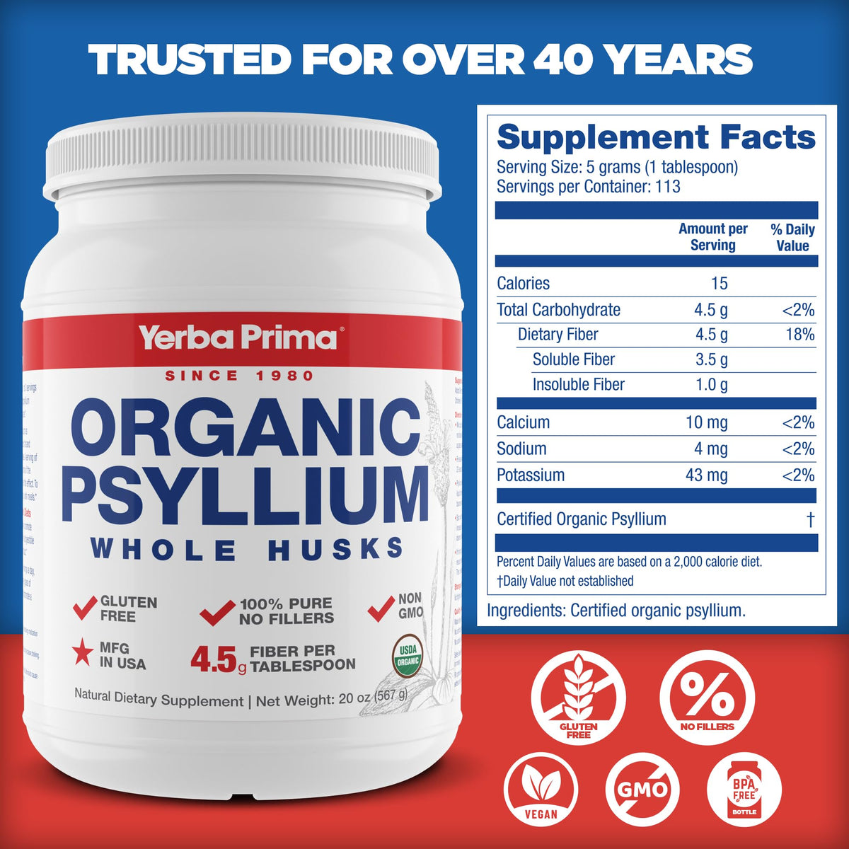 Yerba Prima Organic Psyllium Whole Husks Colon Cleanser - 20 oz - image 2