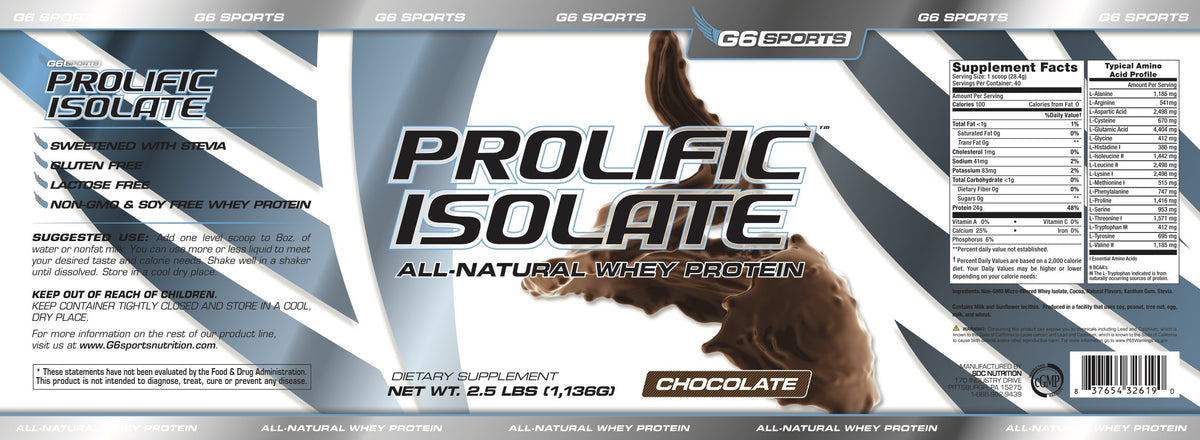 G6 Sports G6 Whey Isolate Prolific 2.5 LB