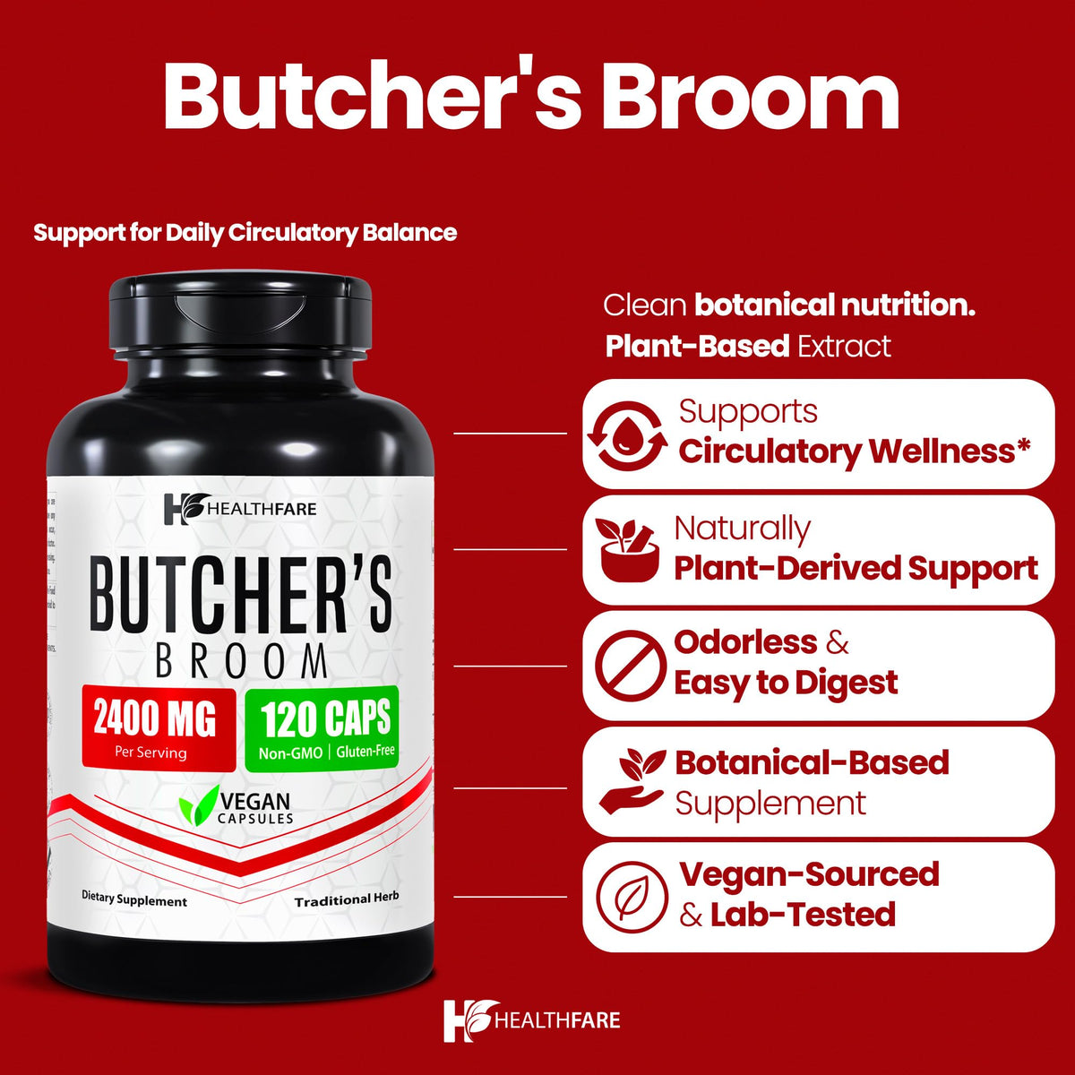 Healthfare Butchers Broom Supplement Circulation Support - image 2