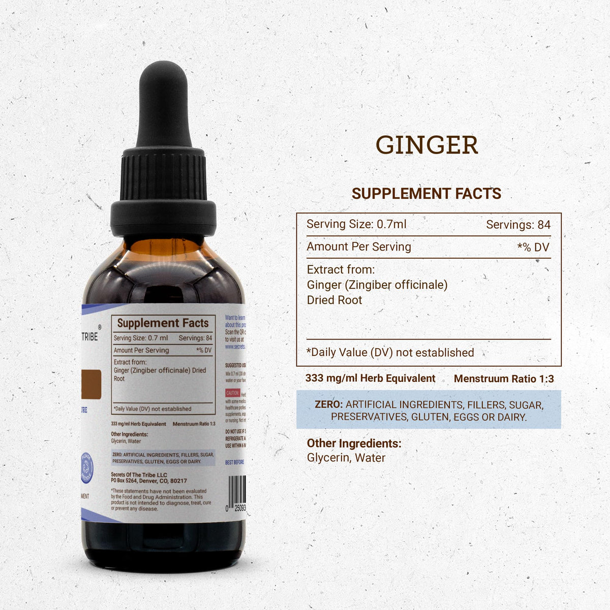 Secrets of the Tribe Ginger Tincture Alcohol-Free Extract