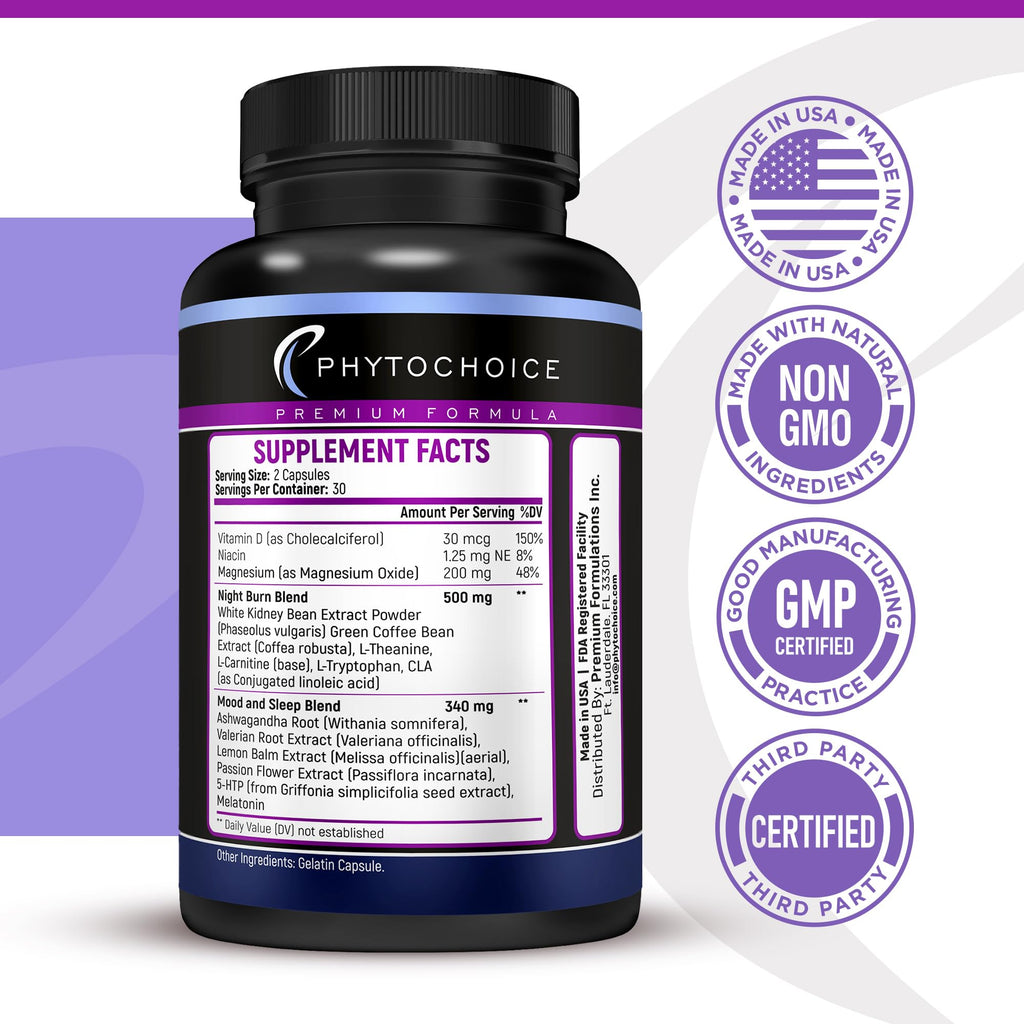 PHYTOCHOICE Night Time Weight Loss Pills for Women - 60 Capsules - image 6