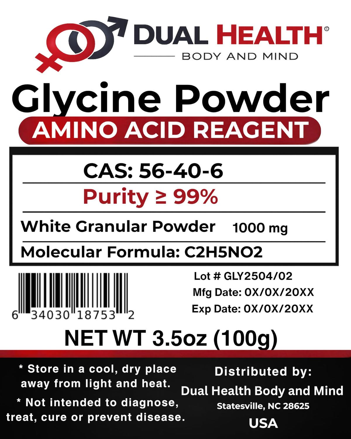 Dual Health Body & Mind Glycine - for Research Use Only