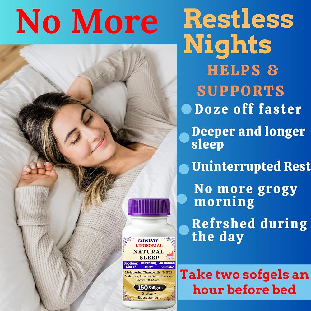 Nikoni Liposomal Natural Sleep Aid Supplement - 300 Softgels - image 6