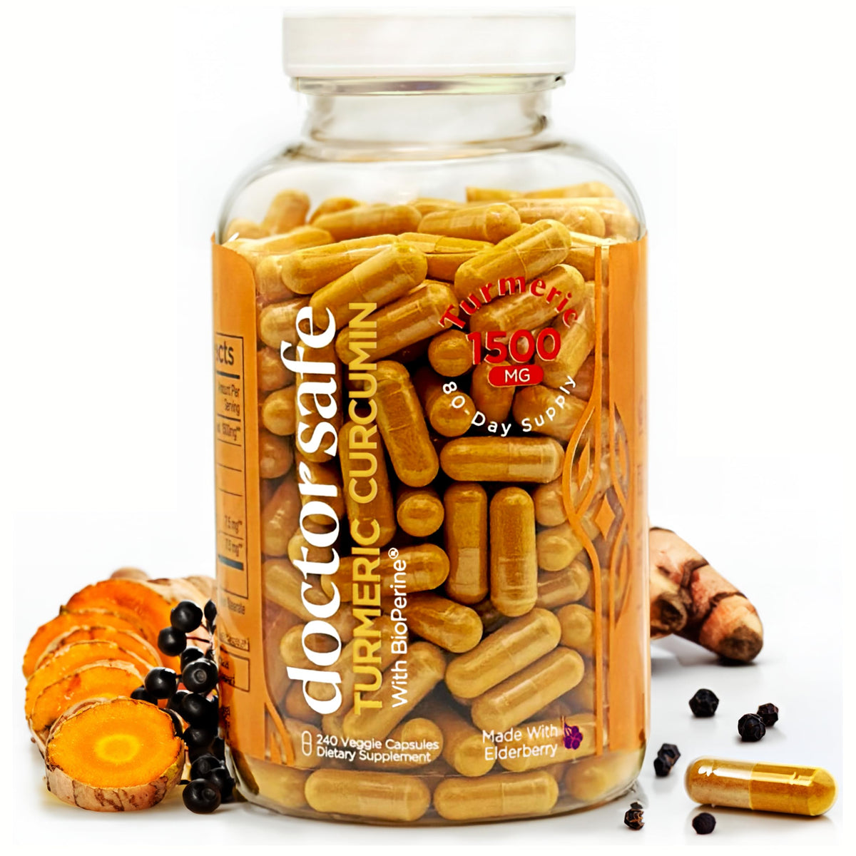 DOCTOR SAFE Turmeric Curcumin with Black Pepper 1500mg - Joint Health