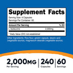 Nutricost L-Isoleucine 2000mg Per Serving, 240 Capsules (60 Servings)