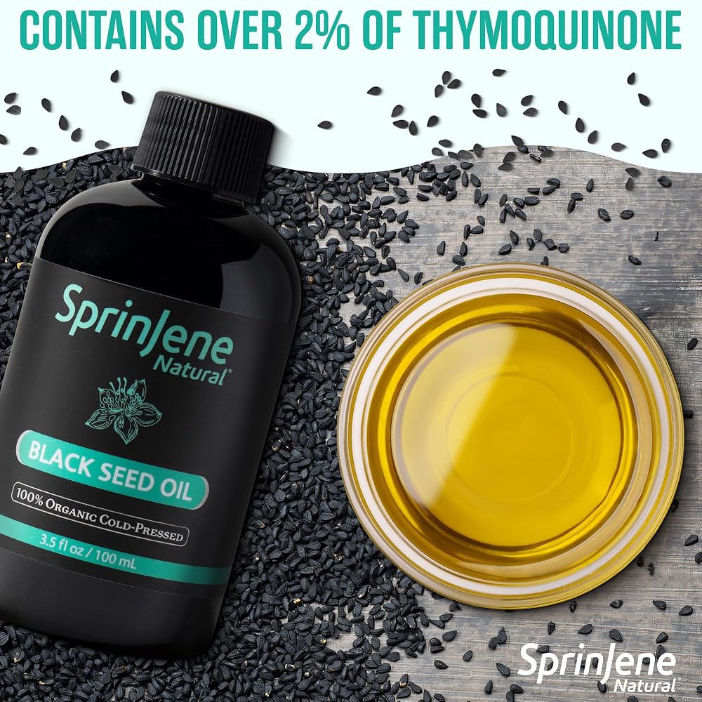 SprinJene Natural® 100% Pure Organic Black Seed Oil Cold Pressed - image 4