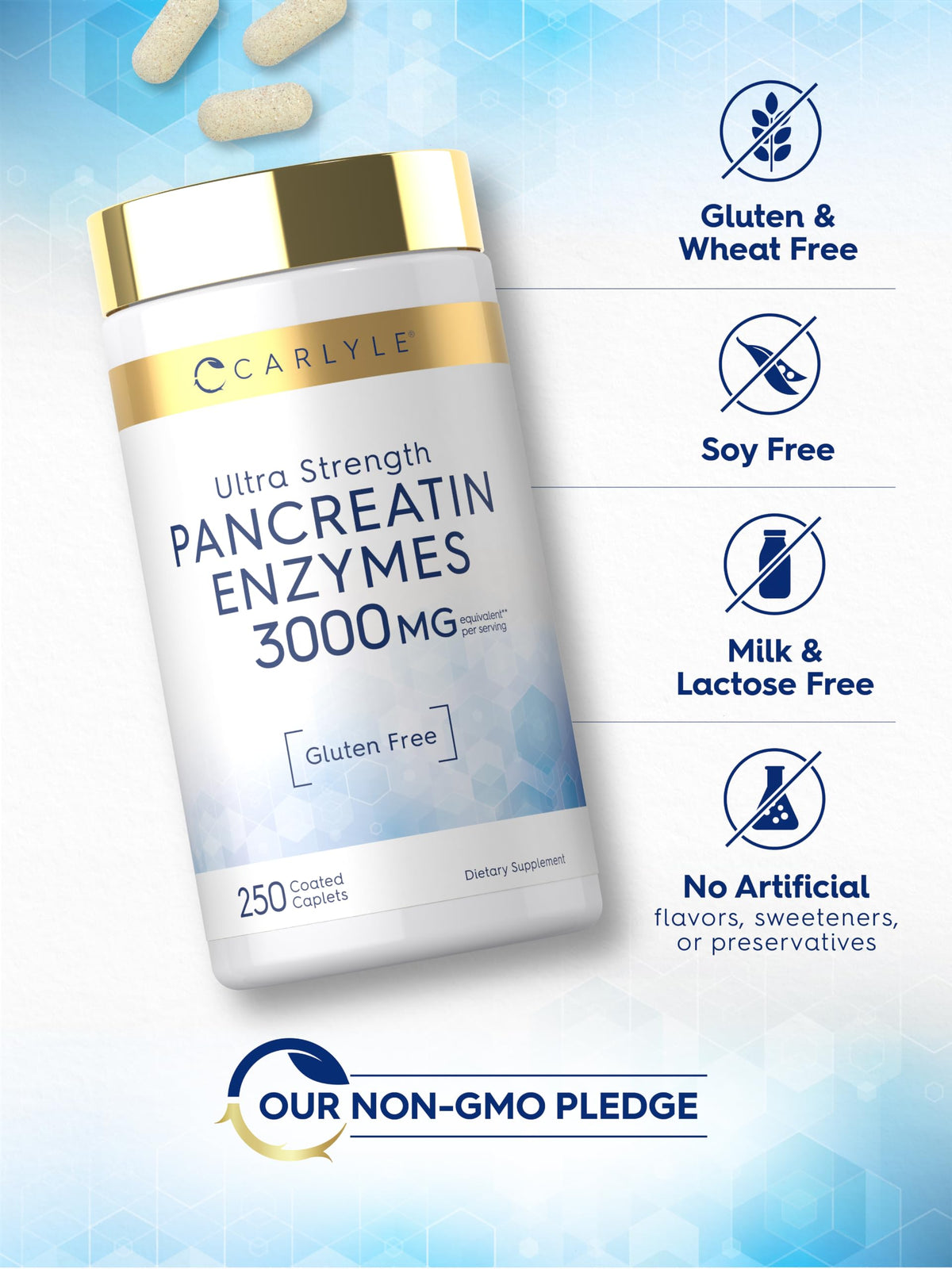 Carlyle Pancreatin Digestive Enzymes - 250 Caplets - image 5
