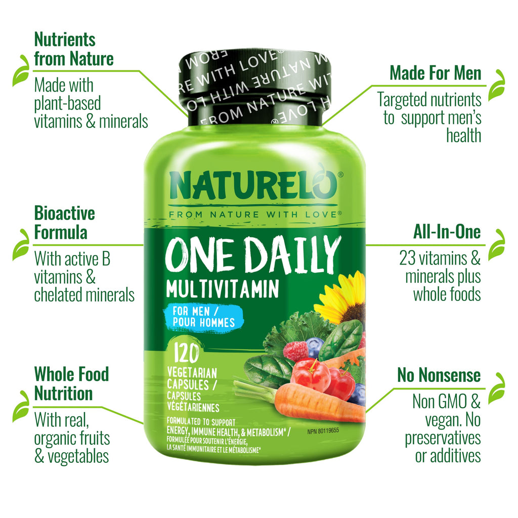 NATURELO Multivitamin for Men - One Daily, 120 Vegetarian Capsules