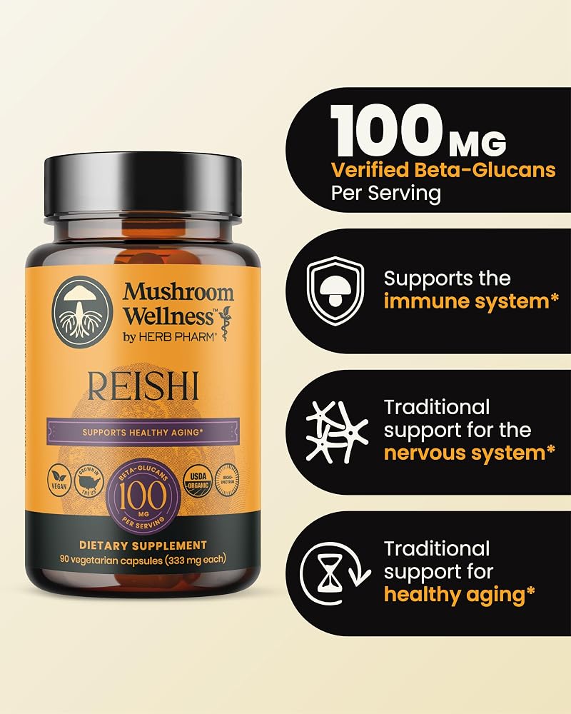 Herb Pharm Reishi Mushroom Capsules Immune Support - 90 Capsules - image 2