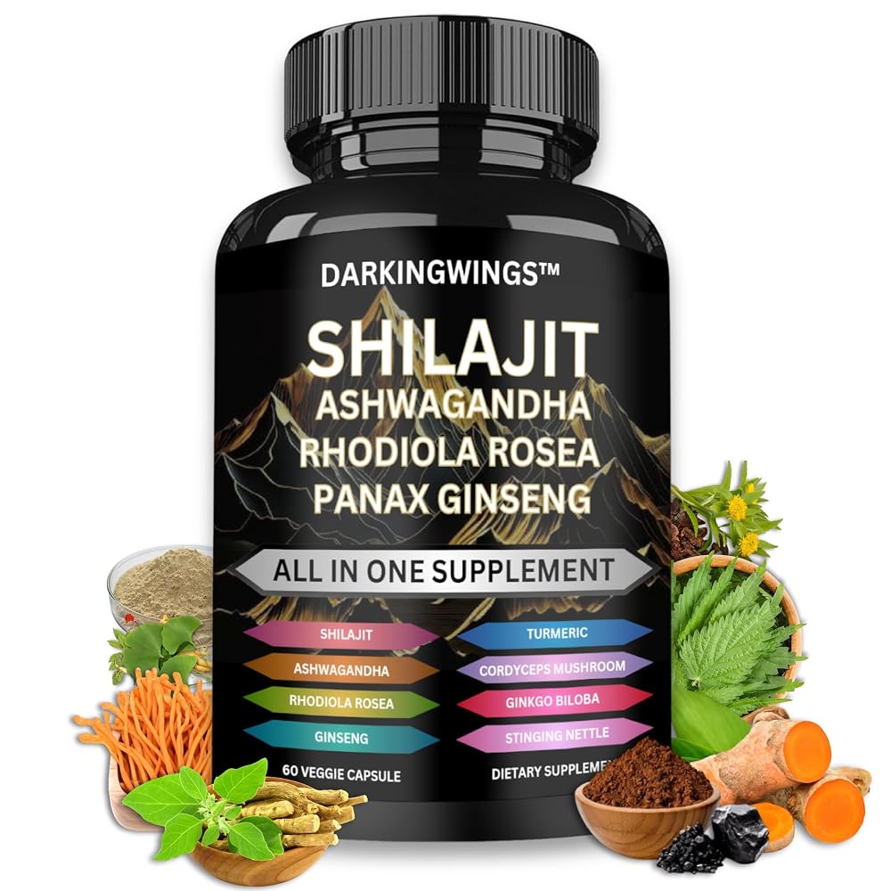 Darkingwings Shilajit 8-in-1 Herbal Supplement - 60 Capsules