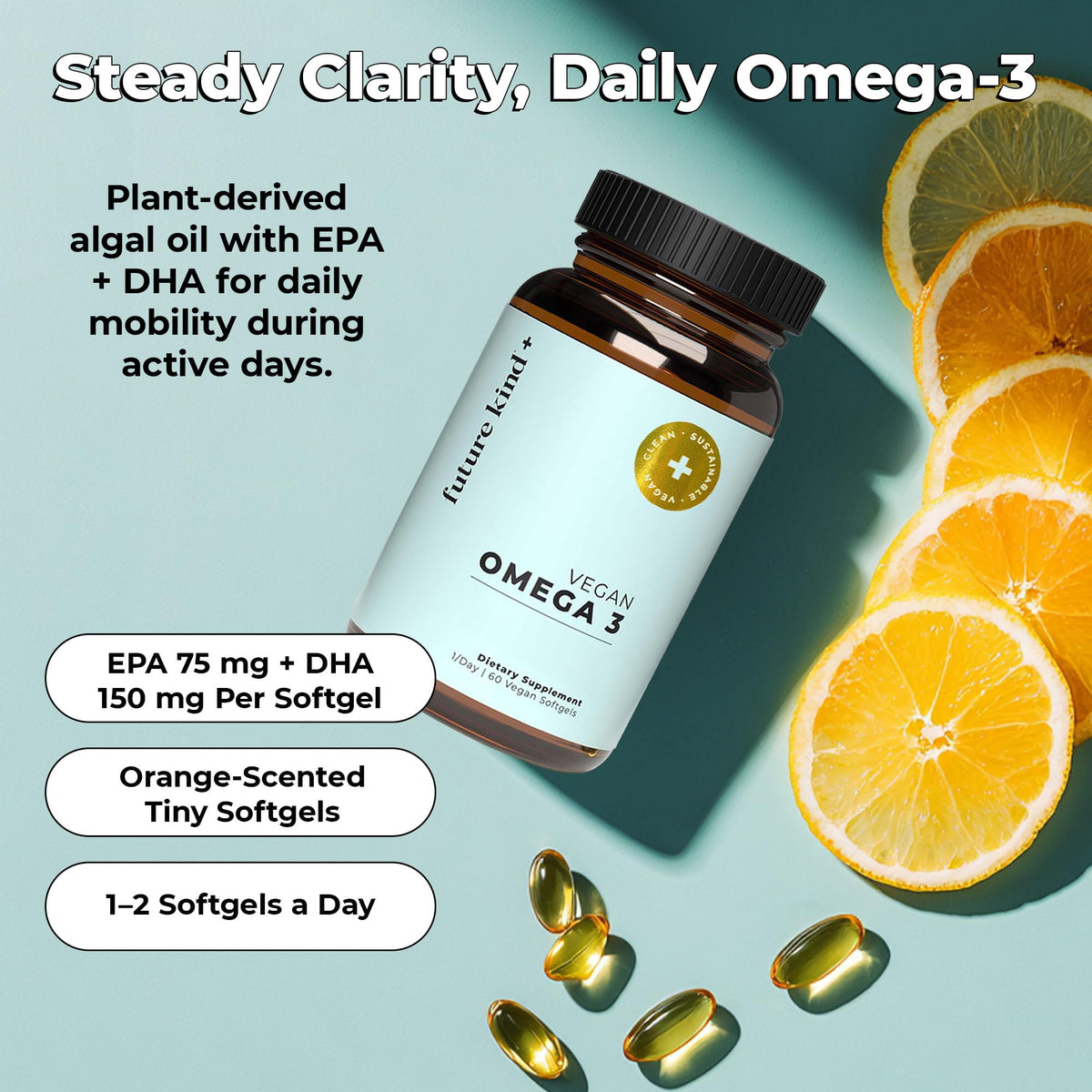 Future Kind Vegan Omega-3 Supplement for Memory & Mobility - 60 Softgels - image 2