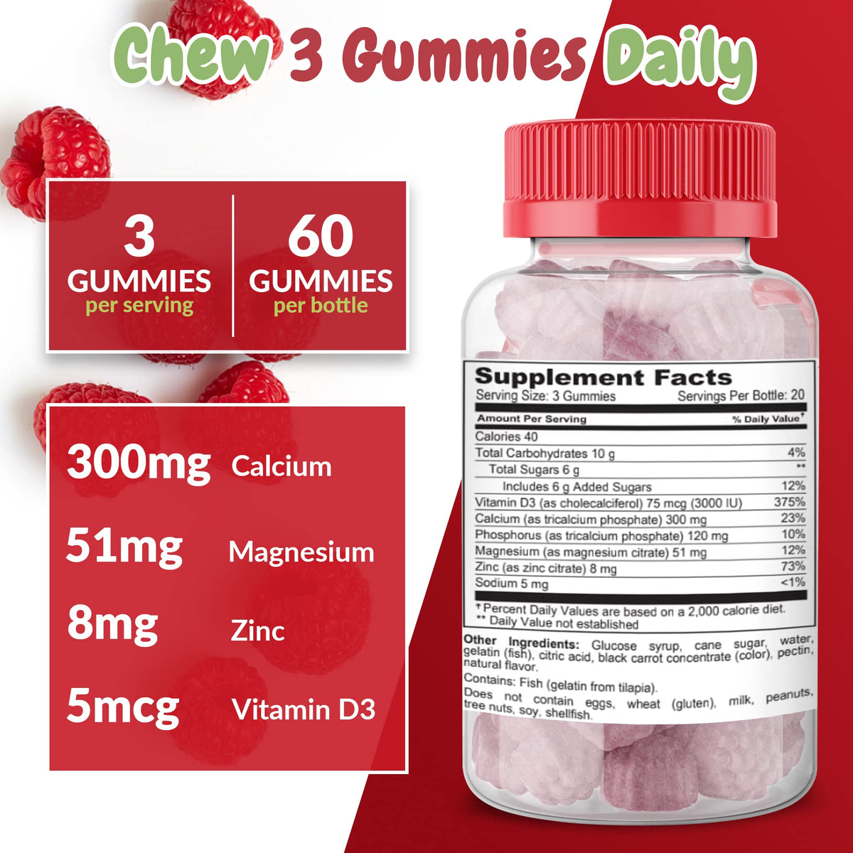 Health Supplied Calcium Magnesium Zinc Vitamin D Gummies - 60 Count - image 6