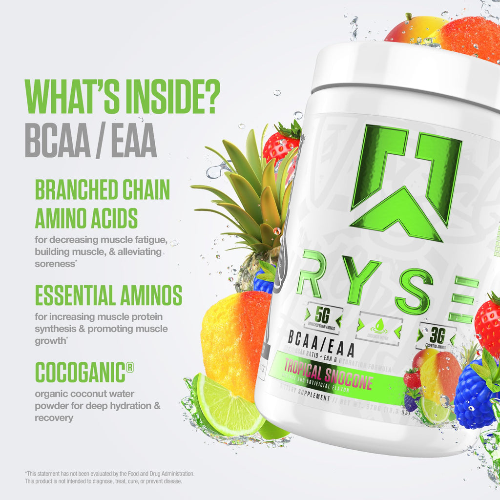 RYSE Up Supplements BCAA EAA Powder Tropical Snocone - 30 Servings - image 4