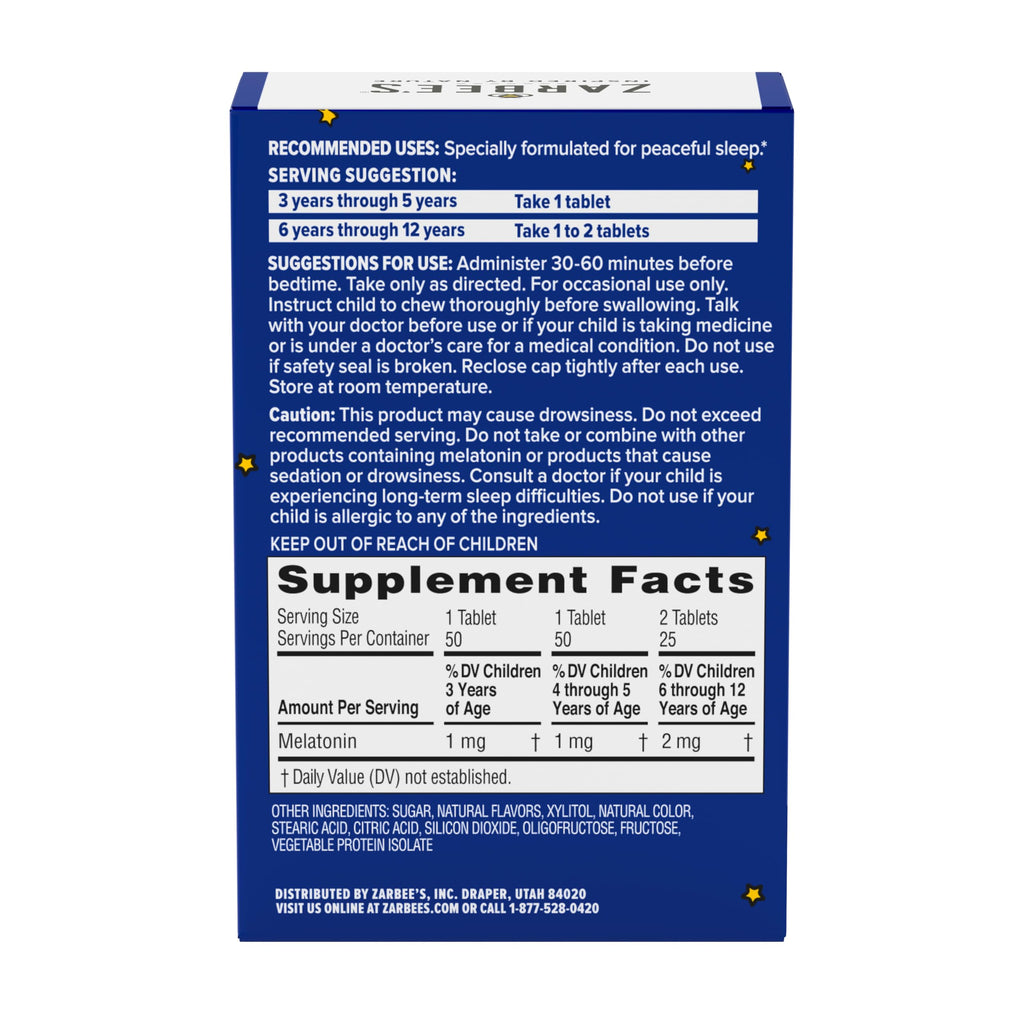 Zarbee's Kids Melatonin Sleep Chewable Tablets 1mg - 50 Tablets - image 8