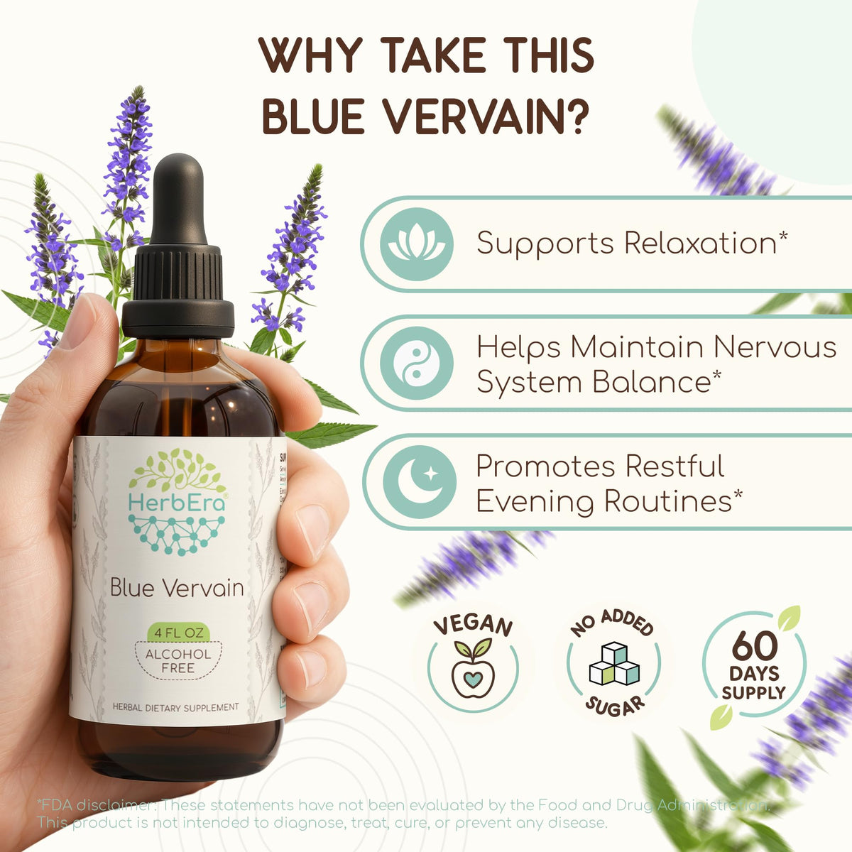 HerbEra Blue Vervain Alcohol-Free Herbal Extract Tincture