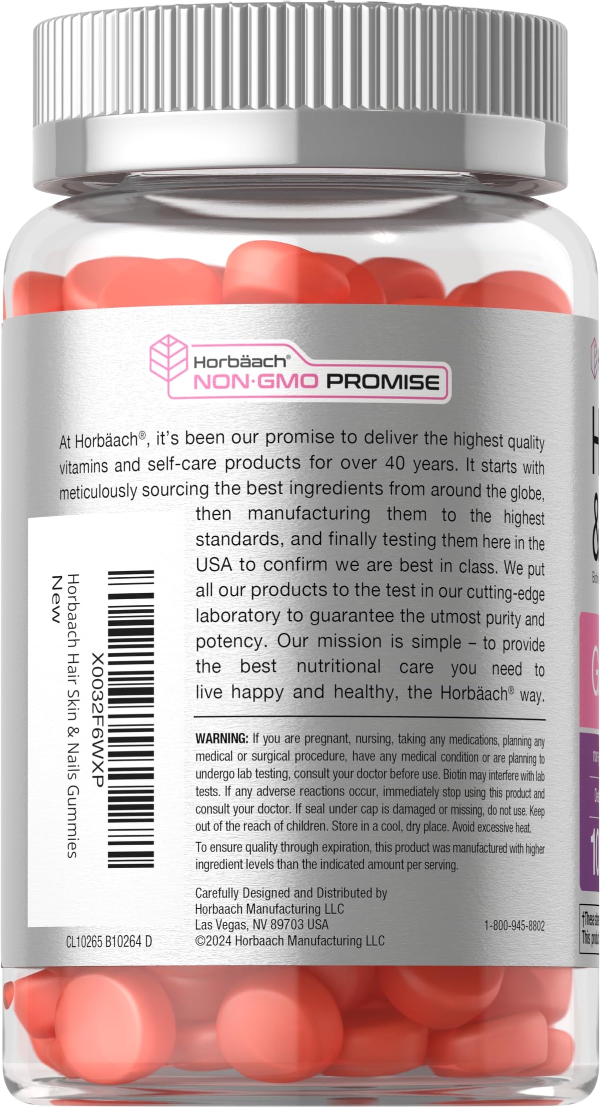 Horbäach Hair Skin and Nails Gummies with Biotin - 100 Count - image 3