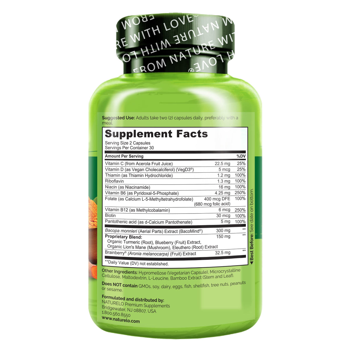 NATURELO Whole Food Brain Supplement for Focus Support - 60 Capsules - image 6