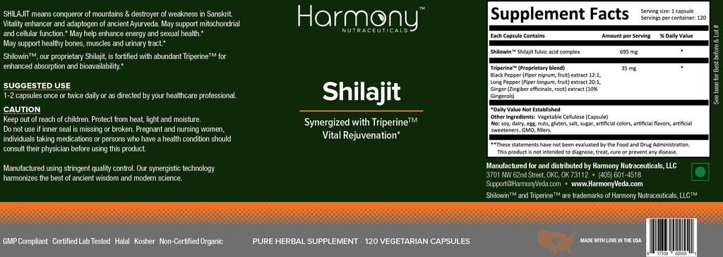 Harmony Nutraceuticals Shilajit Clinical Grade - 120 Vegetarian Capsules - image 2